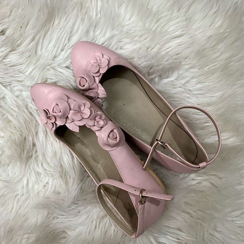 Janie and Jack Pink Floral flats size 4k